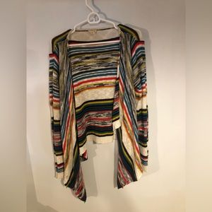 Colorful cardigan. Size large but fits like a medium.